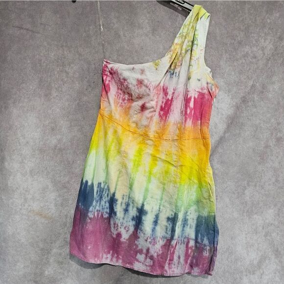 Women's Custom Tie Dye Single Strap Mini Dress Large - Picture 1 of 3